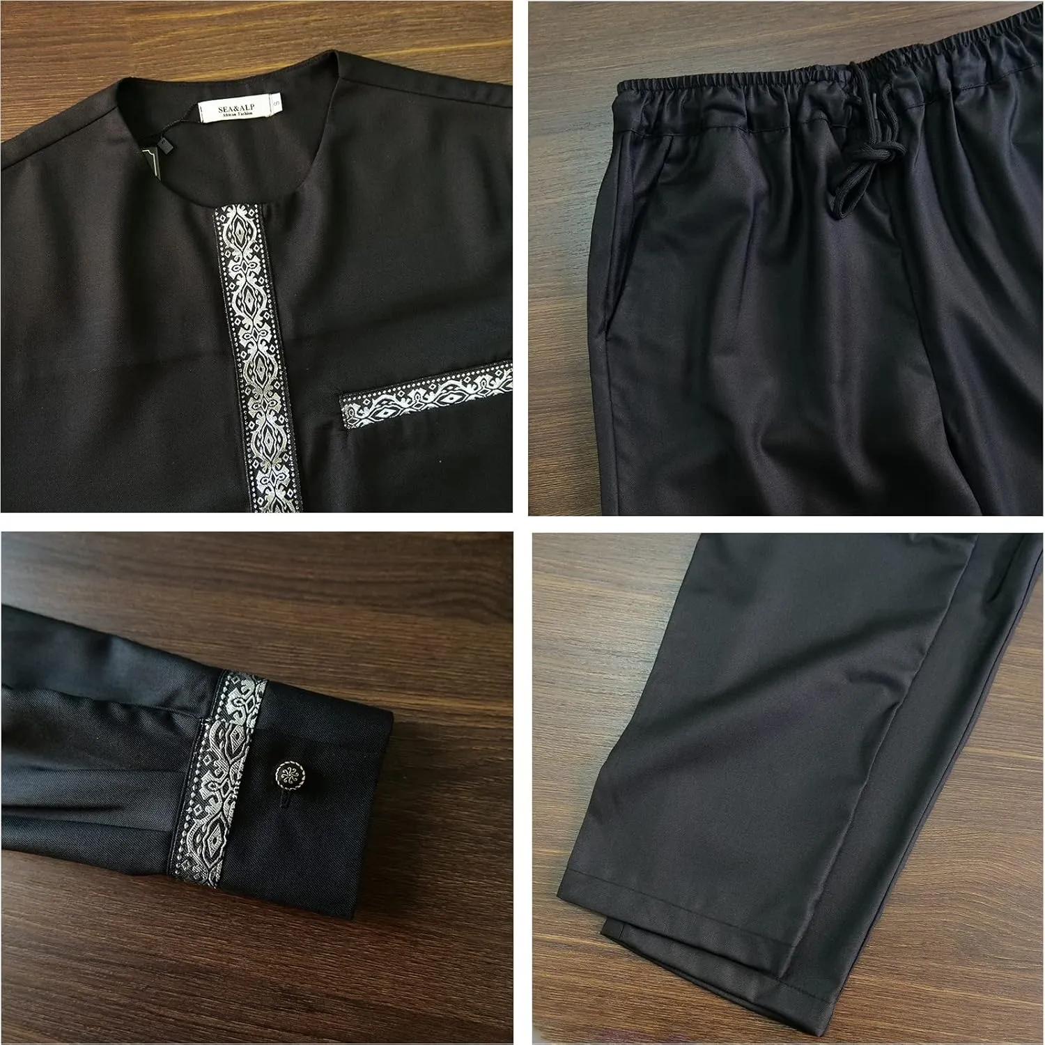 Men's African Dashiki Formal Suit Long Sleeve Shirt and Pant Two Piece Set Traditional Tribal Outfits