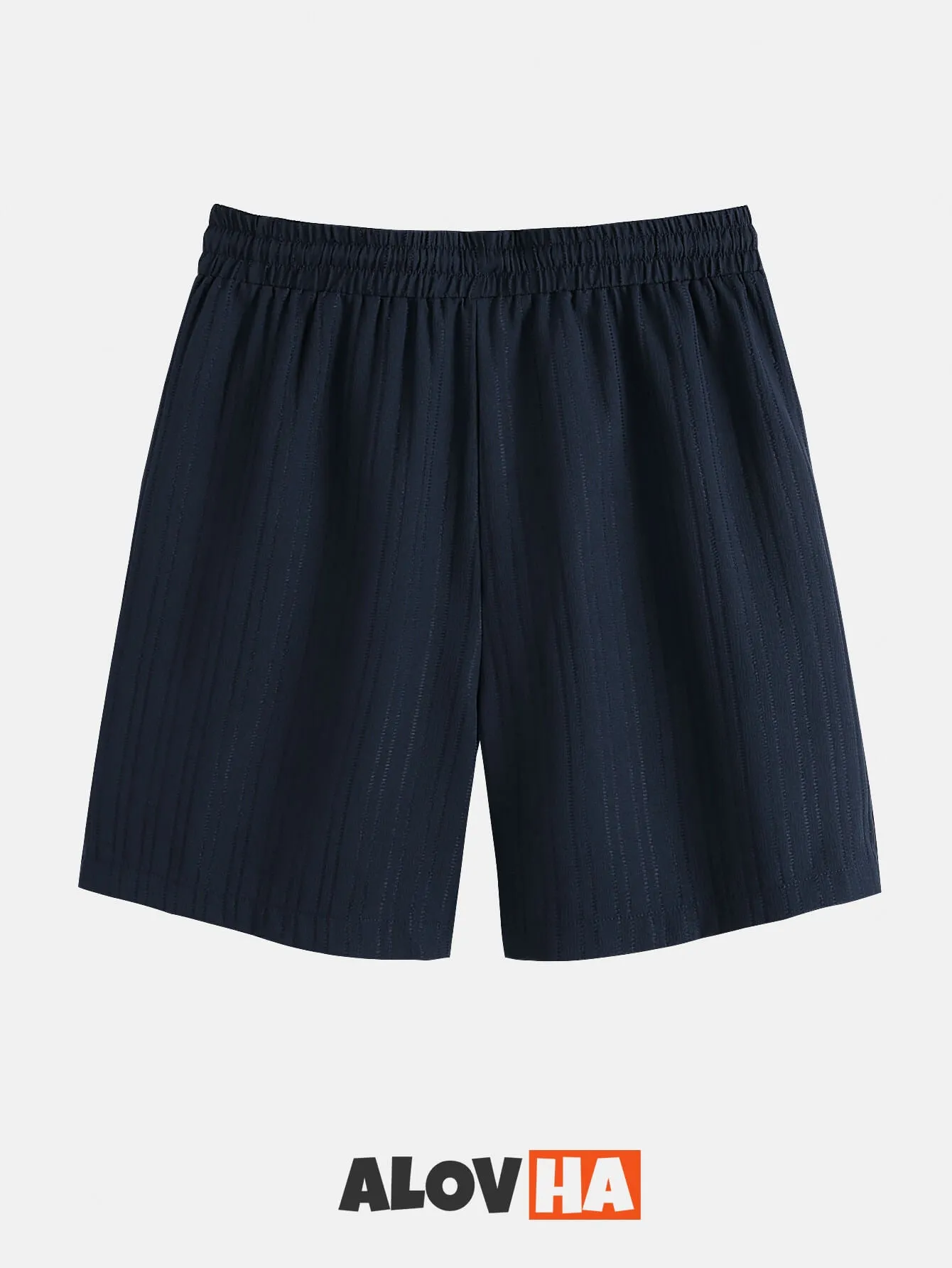 Mens Cool Fabric No Iron Plain Blue Pull On Summer Board Shorts