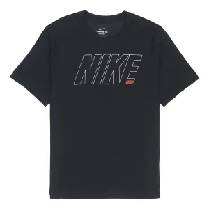 Men's Nike Solid Color Alphabet Quick Dry Breathable Training Sports Short Sleeve Black T-Shirt, Multicolor