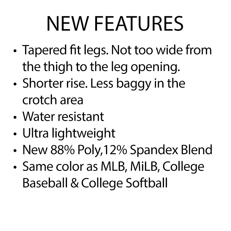 New! Tapered-Fit Lightweight Pleated Umpire Base Pants