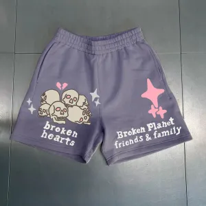 Pink skull casual street beach resort shorts