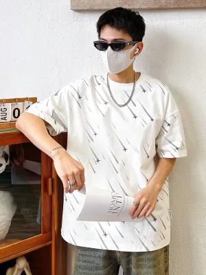 Shower Fully Printed Heavy Short-Sleeved T-Shirt Men's Summer Loose T-Shirt Couple