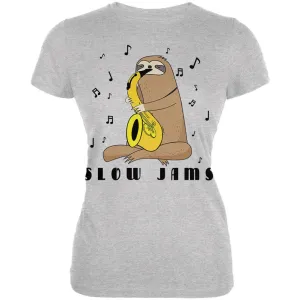 Sloth Slow Jams Funny Pun Saxophone Juniors Soft T Shirt