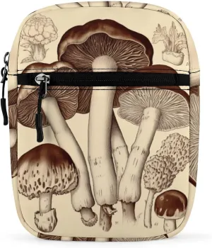 Small Satchel,Vintage Mushrooms Drawing2 Print Small Shoulder Bag,small Messenger Satchel Bags,mini Bag with Adjustable Strap