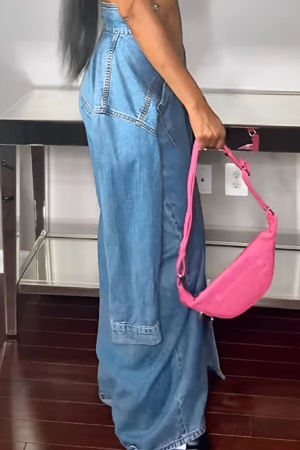 Stylish Multi Wear Pocket Denim Skirt