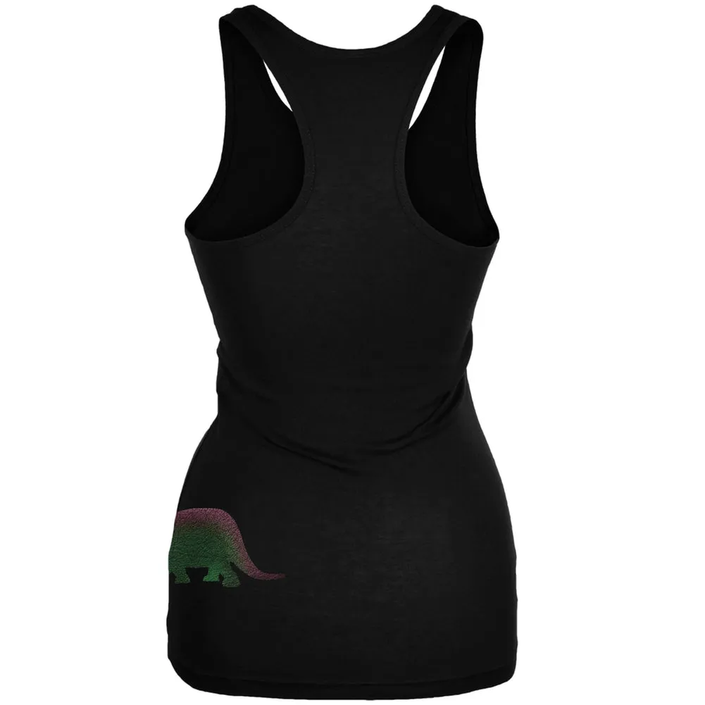 Triceratops Dinosaur Distressed Black Juniors Soft Tank Top