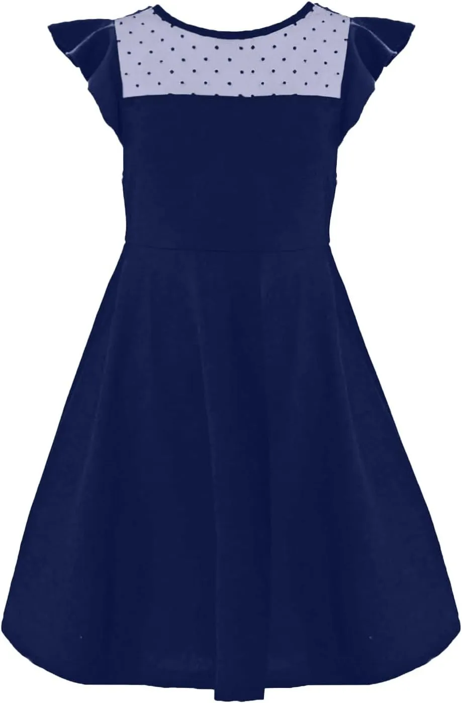 Tween Girl Summer Party Dress Flutter Sleeve A Line Mesh Formal Dress Cute Kids Wedding Dresses 3-12 Years