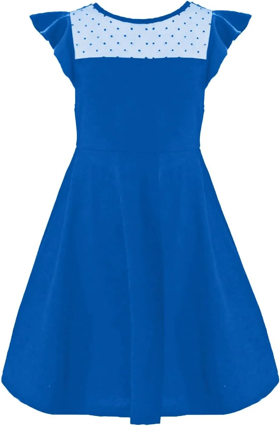 Tween Girl Summer Party Dress Flutter Sleeve A Line Mesh Formal Dress Cute Kids Wedding Dresses 3-12 Years