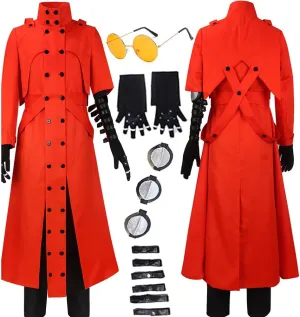 Vash Cosplay,Vash Costume Cloak Vash Cosplay Outfit Uniform Red Halloween Men