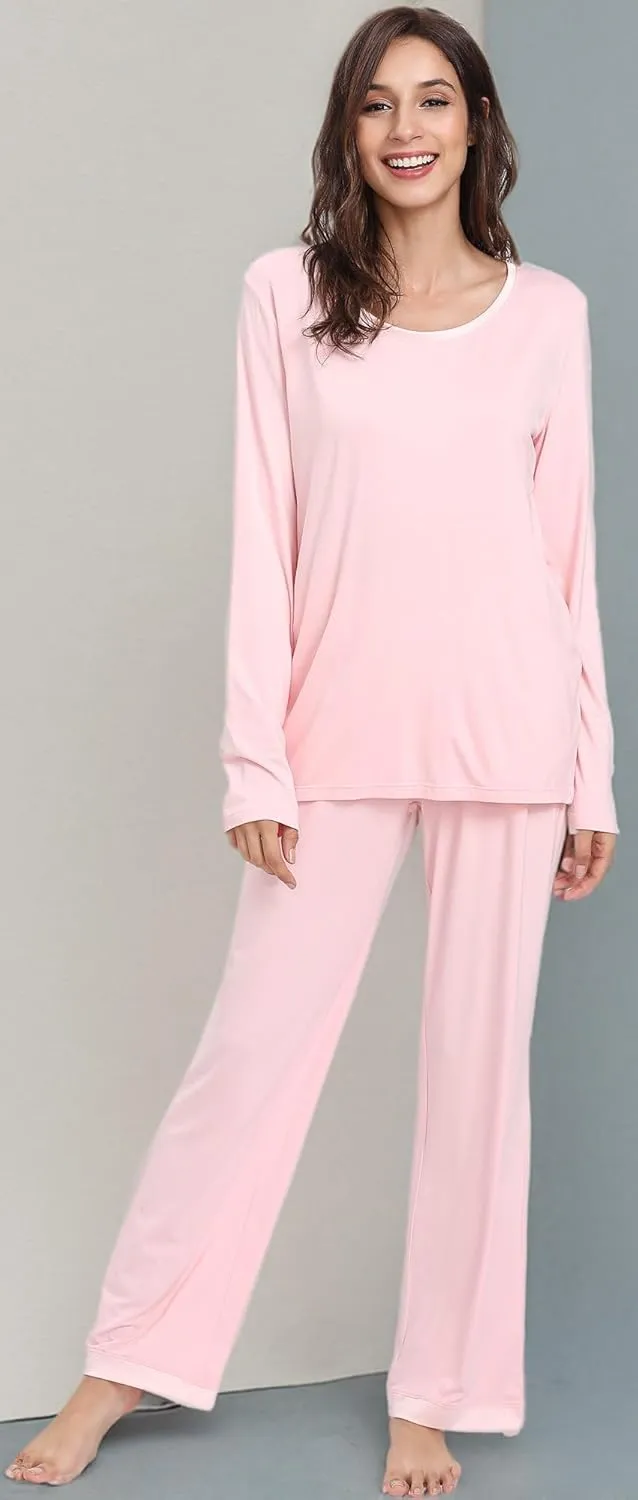 Viscose from Bamboo Women's Pajama Sets Super Soft Long Sleeve Sleepwear Comfy Winter Pjs Sets S-4X