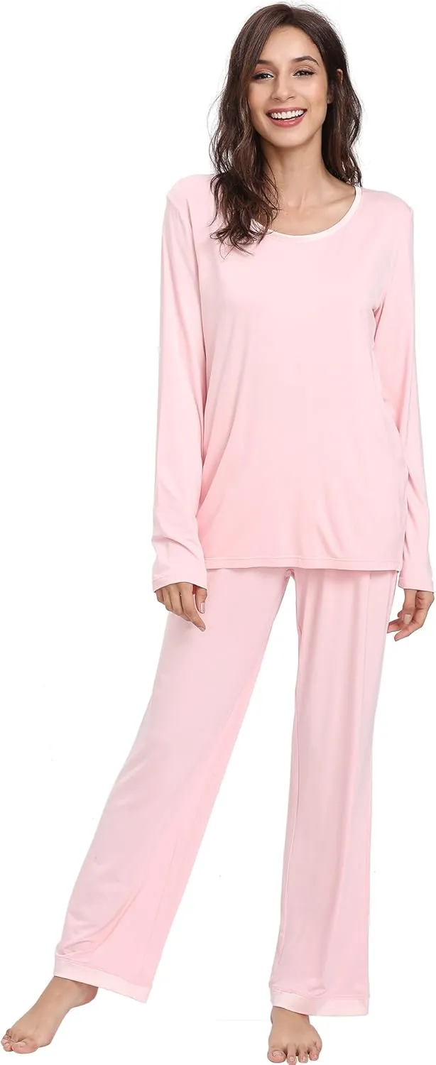 Viscose from Bamboo Women's Pajama Sets Super Soft Long Sleeve Sleepwear Comfy Winter Pjs Sets S-4X