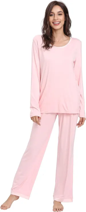 Viscose from Bamboo Women's Pajama Sets Super Soft Long Sleeve Sleepwear Comfy Winter Pjs Sets S-4X