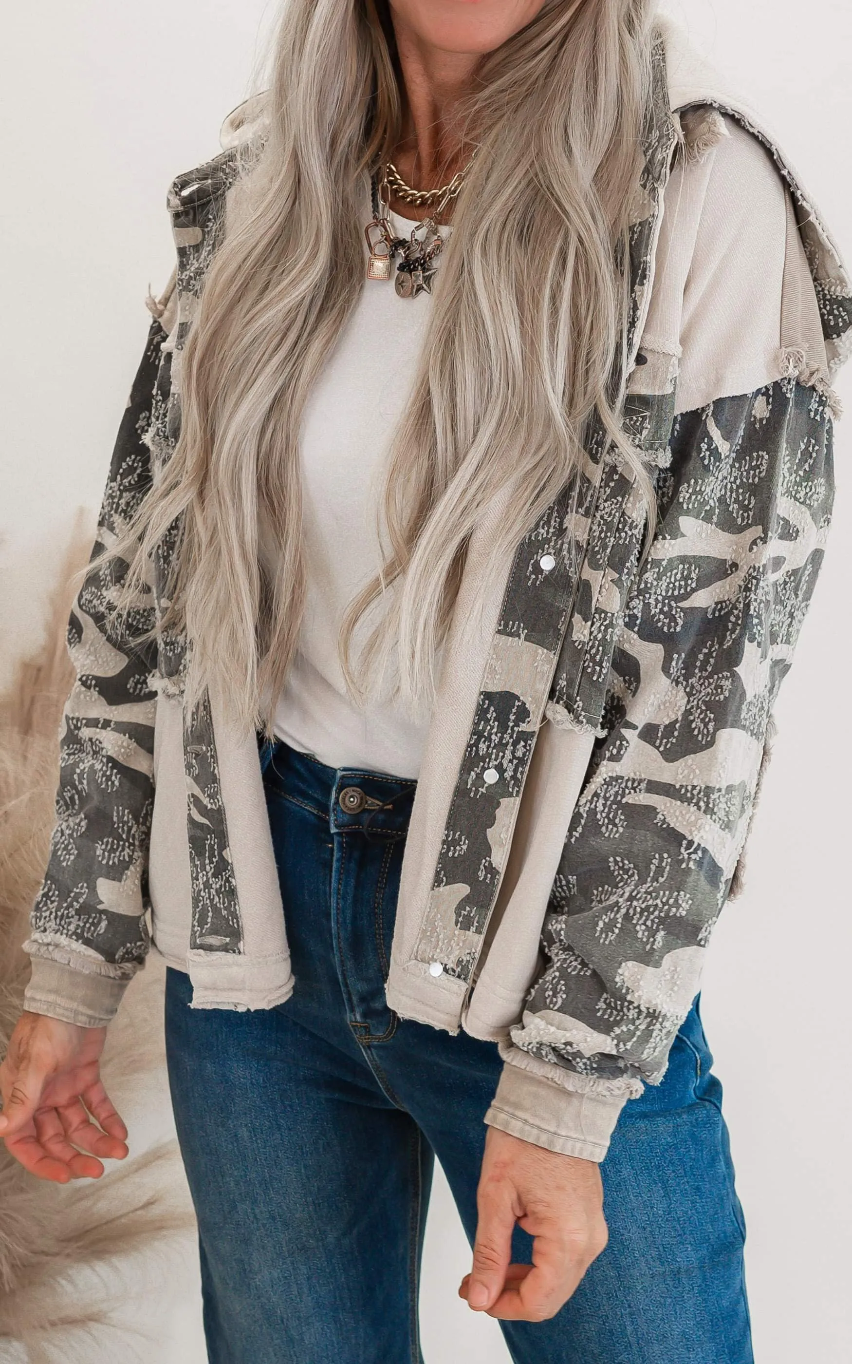 Washed Camo Jacket w/ Hood**