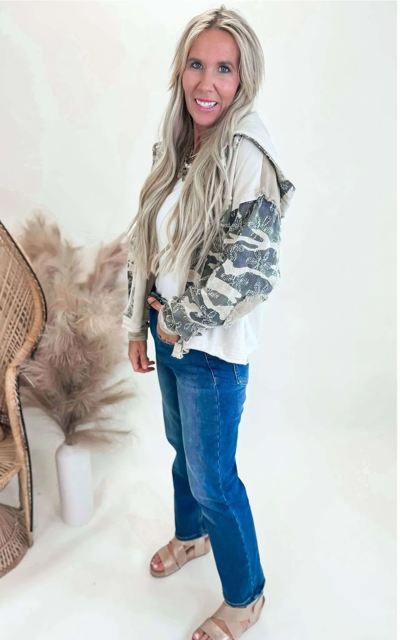 Washed Camo Jacket w/ Hood**