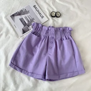 Women High Waist Shorts | Korean Style Short | Cotton Short | Casual Shorts | Street Style Short | Short Pant with Belt | Solid Color Shorts