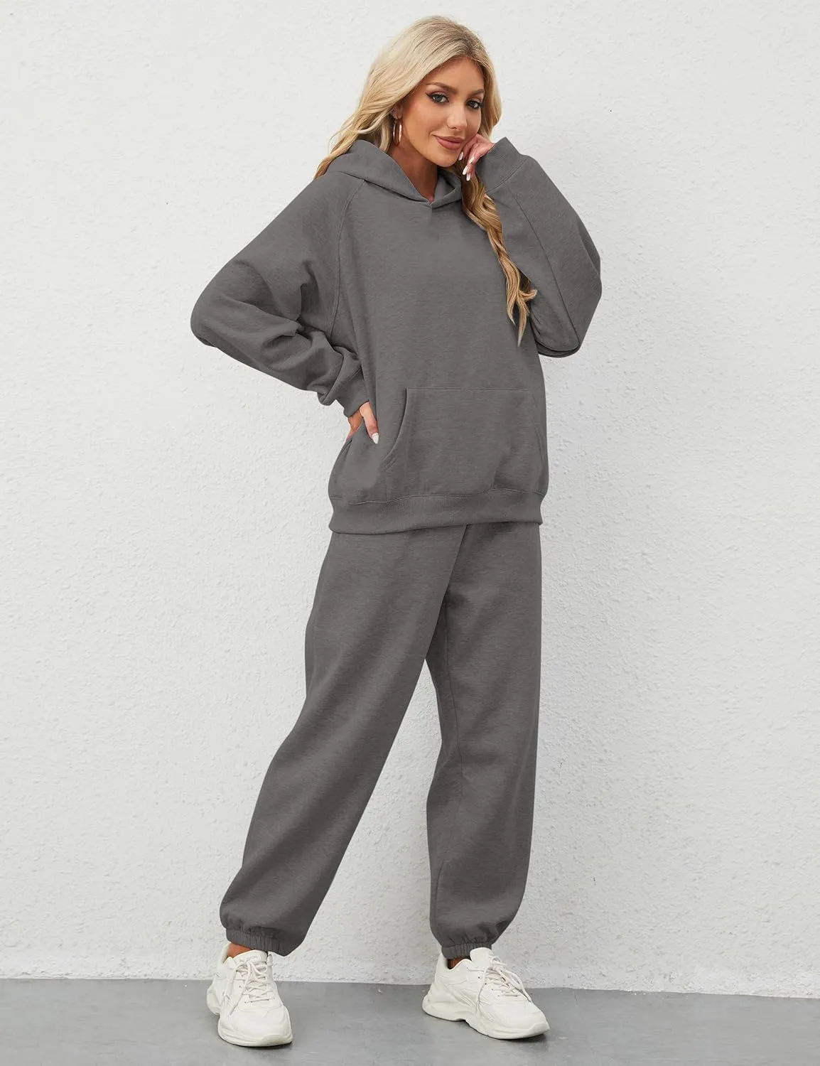 Women's Hoodie and Sweatpants Set for Women 2 Piece Outfits Tracksuit Oversized Sweatshirt and High Waist Sweatpants