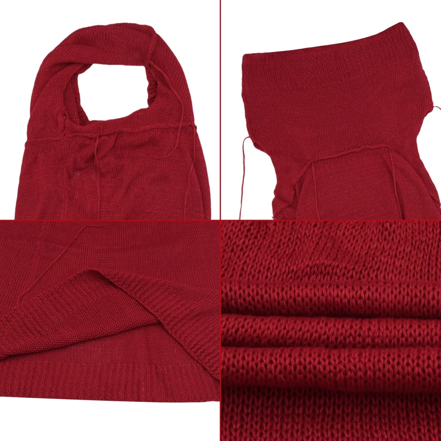 Women's Knitted Hoodie Sweater Vest Sexy Sleeveless Hollow Out Hooded Crop Top Draped Sweatshirt Streetwear