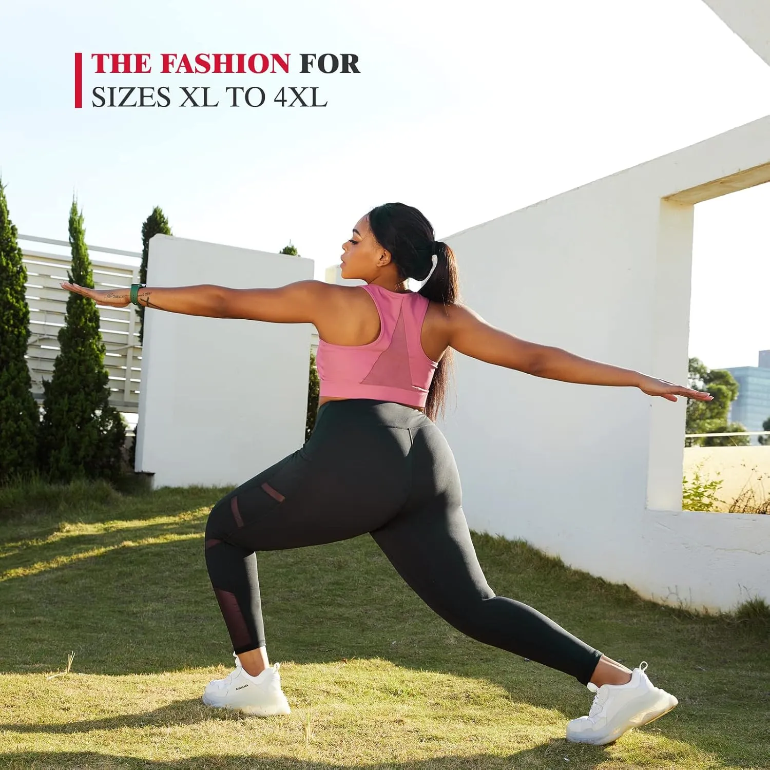 YOHOYOHA Plus Size Leggings High Waist Athletic Workout Yoga Pants Pockets Women's Tummy Control Best Thick Long