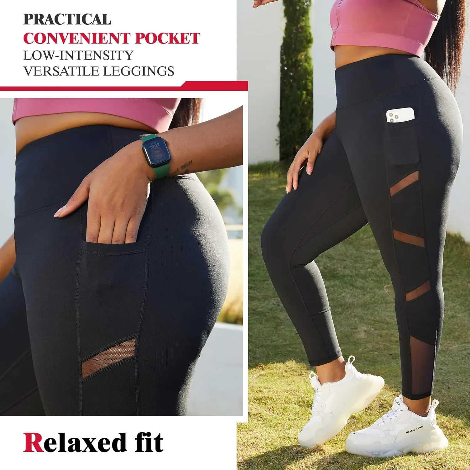 YOHOYOHA Plus Size Leggings High Waist Athletic Workout Yoga Pants Pockets Women's Tummy Control Best Thick Long