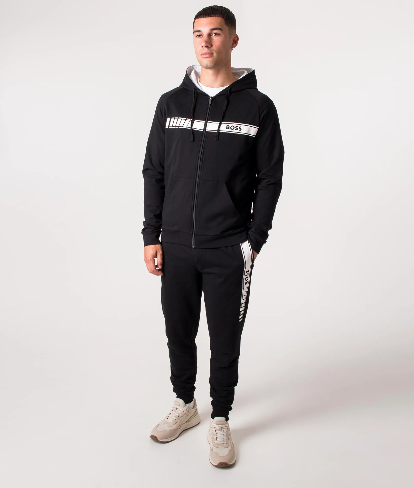 Zip Through Authentic Logo Stripe Hoodie